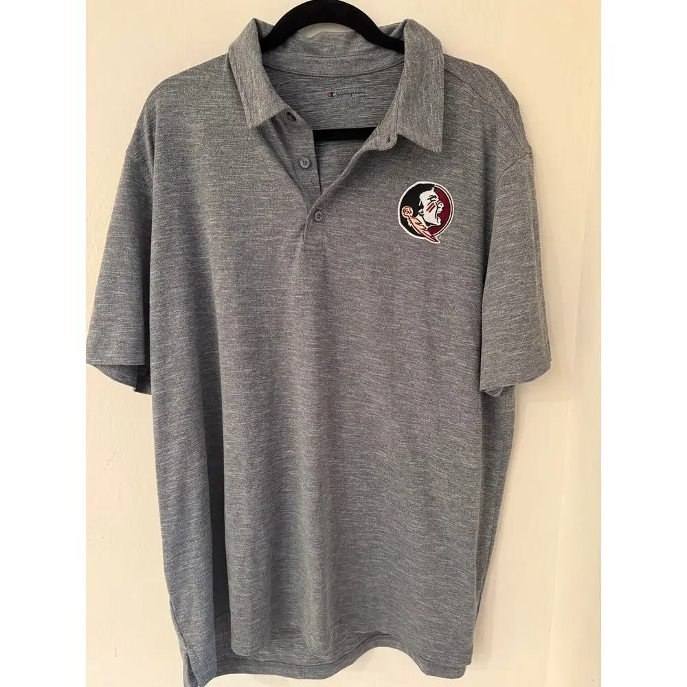 FSU Seminoles Men's Champion Gray Embroidered Logo Polo Size 2XL- NWOT - Picture 1 of 4